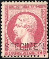 * 80c. Rose. Surcharge ''SPECIMEN''. Pli. Légèrement Décentré. B. - 1862 Napoléon III.