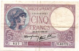 5 Francs 1939 - Deloche - !! Plié - 5 F 1917-1940 ''Violet''