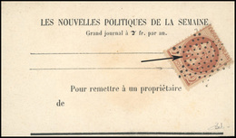 O 2c. Rouge-brun, Variété Boule Sur Le Menton, Obl. étoile S/bande De Journal. SUP. R. - 1863-1870 Napoleon III Gelauwerd