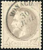 O 4c. Gris . Obl. CàD De MONACO Du 30 Juillet. TB. - 1863-1870 Napoléon III. Laure