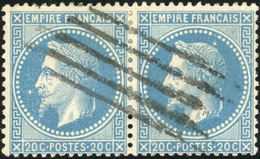 O Paire Du 20c. Bleu. Obl. Grille De Livourne. SUP. - 1863-1870 Napoleon III Gelauwerd