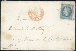 O 20c. Bleu Obl. Etoile Rouge S/lettre Frappée Du CàD Rouge Bau DU PALAIS DE COMPIEGNE Du 29 Novembre 1868 à Destination - 1863-1870 Napoléon III. Laure