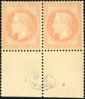 * 40c. Orange. Paire. Bas De Feuille Avec Cachet ''CONTROLE T.P.''. Très Bon Centrage. SUP. R. - 1863-1870 Napoleon III Gelauwerd