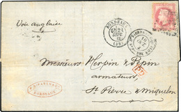 O 80c. Rose Obl. GC 532 S/lettre Frappée Du CàD De BORDEAUX Du 24 Septembre 1872 à Destination De ST-PIERRE ET MIQUELON. - 1863-1870 Napoleon III Gelauwerd