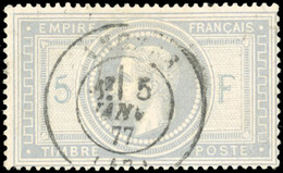 O 5Fr. De L'Empire Gris Bleu. Obl. CàD. SUP. - 1863-1870 Napoleon III Gelauwerd