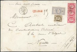 O 5F. Empire + 30c. Brun + Bande De 3 Du 80c. Obl. GC 506 S/devant De Lettre Chargée Frappée Du CàD De BLOIS Du 2 Septem - 1863-1870 Napoléon III. Laure