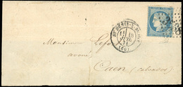 O 20c. Bleu Grande Cassure Dans L'angle Inférieur Droit Obl. GC 3568 S/grand Fragment De Lettre Frappée Du CàD De SAINT- - 1870 Beleg Van Parijs