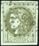 O 1c. Olive. Report 2. Obl. Cachet Ambulant ''GR-P'' (GRANVILLE - PARIS). TB. - 1870 Uitgave Van Bordeaux