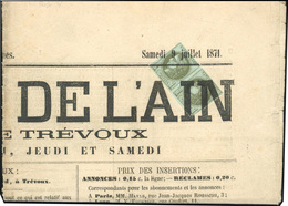 O Paire Du 1c. Olive Obl. Typo S/journal Entier Datée Du 9 Juillet 1871. SUP. - 1870 Ausgabe Bordeaux