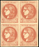 ** 2c. Brun-rouge. Report II. Bloc De 4. Très Frais. Charnière Invisible Sur 1 Timbre. Très Frais. SUP. - 1870 Uitgave Van Bordeaux