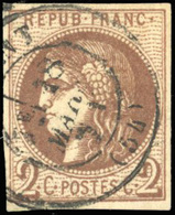 O 2c. Chocolat Foncé. Report 2. Obl. CàD De LORIENT Du 18 MARS 1871. TB. RR. - 1870 Ausgabe Bordeaux