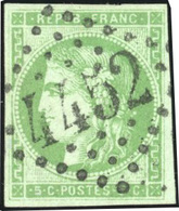 O 5c. Vert. Obl. Gros Chiffres. TB. - 1870 Uitgave Van Bordeaux