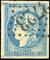 O 20c. Bleu. Type I. Report 1. SUP. - 1870 Ausgabe Bordeaux