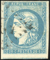 O 20c. Bleu Clair. Type I - Report I. Obl. TB. - 1870 Ausgabe Bordeaux