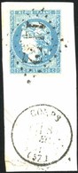 O 20c. Bleu. Obl. S/petit Fragment. TB. - 1870 Ausgabe Bordeaux