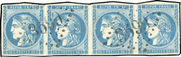 O 20c. Bleu. Type II. Report II. Bande De 4. Obl. GC. Position 6 à 9. B. - 1870 Uitgave Van Bordeaux