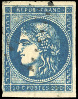 O 20c. Bleu Foncé. Report 2. Obl. TB. - 1870 Uitgave Van Bordeaux