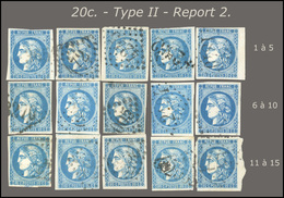 O 20c. Bleu. Type II. Report 2. Bloc Report Reconstitué. Timbres Choisis. TB. - 1870 Uitgave Van Bordeaux