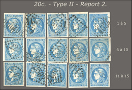 O 20c. Bleu. Type II. Report 2. Bloc Report Reconstitué. Timbres Choisis. TB. - 1870 Uitgave Van Bordeaux