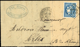 O 20c. Bleu Foncé. Report II. Obl. S/devant De Lettre Frappée Du CàD De CASTRES Du 16 Avril 1871 à Destination D'ARLES - - 1870 Ausgabe Bordeaux