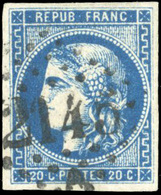 O 20c. Bleu Foncé. Report 1. Obl. GC 2145. TB. - 1870 Ausgabe Bordeaux