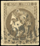 O 30c. Brun. Variété Sur La Tête. SUP. - 1870 Ausgabe Bordeaux