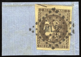 O 30c. Brun. Obl. Ambulant ML2 S/petit Fragment. TB. - 1870 Uitgave Van Bordeaux