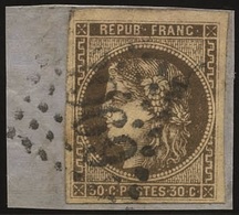 O 30c. Brun. Obl. GC 3969 S/petit Fragment. TB. - 1870 Uitgave Van Bordeaux