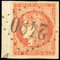 O 40c. Rouge Sang Clair. Obl. GC 2490 S/fragment. B. - 1870 Ausgabe Bordeaux