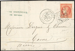 O 40c. Rouge-sang Foncé Obl. GC 2654 S/lettre Frappée Du CàD De NEVERS Du 20 Février 1871 à Destination De COSNE - NIEVR - 1870 Ausgabe Bordeaux
