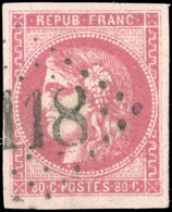 O 80c. Rose. Obl. Gros Chiffes. SUP. - 1870 Ausgabe Bordeaux