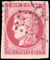 O 80c. Rose. Obl. TB. - 1870 Ausgabe Bordeaux