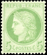 * 1c. Vert-olive + 2c. Rouge-brun + 5c. Vert-jaune S/azuré. 3 Valeurs. TB. - 1871-1875 Cérès