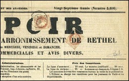 O 2 Pièces Du 2c. Cérès, Une Obl. Typo Du Journal De L'Espoir De Rethel, L'autre En Complément D'affranchissement Obl. D - 1871-1875 Cérès