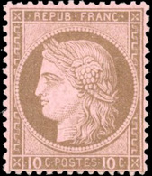 * 10c. Brun S/rose. TB. - 1871-1875 Cérès