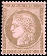 * 10c. Brun S/rose. TB. - 1871-1875 Cérès