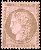 * 10c. Brun S/rose. TB. - 1871-1875 Cérès