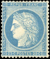 ** 25c. Bleu. Petit Variété Sur La Tête. SUP. - 1871-1875 Ceres