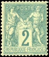 * 2c. Vert. Très Frais. Gomme Coulée. B. - 1876-1878 Sage (Type I)