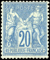 * 20c. Bleu. Non émis. Un Des Plus Bel Exemplaire Connu. Très Bon Centrage Pour Ce Timbre. Grande Fraîcheur. SUP. RRR. - 1876-1878 Sage (Typ I)