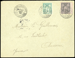 O 5c. Vert + 10c. Noir S/lilas, Petit BdeF, Obl. S/lettre Frappée Du CàD Du CAMP DU RUCHARD - INDRE-ET-LOIRE Du 20 Décem - 1876-1878 Sage (Type I)