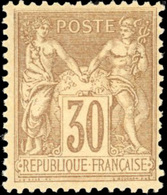 * 30c. Brun-jaune. Pli. - 1876-1878 Sage (Type I)