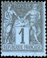 * 1c. Bleu De Prusse. Décentrage Habituel Pour Ce Timbre De Fraîcheur Exceptionnelle. Charnière Invisible. TB. RRR. - 1876-1878 Sage (Type I)