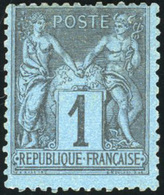 * 1c. Noir S/bleu De Prusse. Très Frais. B. - 1876-1878 Sage (Type I)