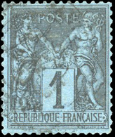 O 1c. Noir S/bleu De Prusse. Excellent Centrage. Oblitération Légère. Pièce Exceptionnelle. SUP. R. - 1876-1878 Sage (Type I)