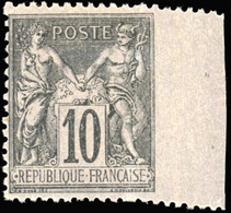 * 10c. Noir S/lilas. Type II. Non Dentelé à Droite. BdeF. Belle Variété. SUP. - 1876-1878 Sage (Type I)