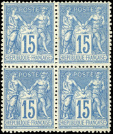 ** 15c. Bleu. Bloc De 4. TB. - 1876-1878 Sage (Type I)