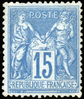 * 15c. Bleu S/bleu. Type II. Timbre Rare. SUP. - 1876-1878 Sage (Type I)