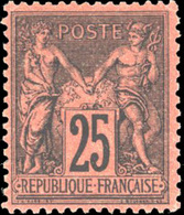 ** 25c. Noir S/rouge. Centrage Parfait. SUP. - 1876-1878 Sage (Type I)