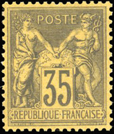 * 35c. Violet-noir S/jaune. Type II. SUP. - 1876-1878 Sage (Type I)